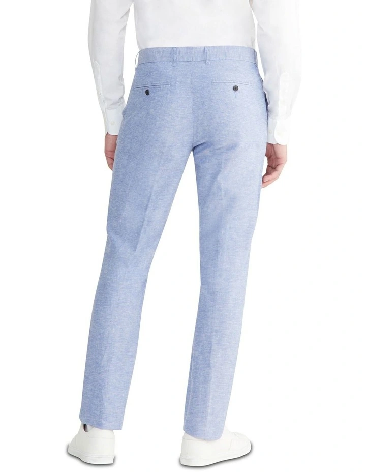 Slim Cas Linen Blend Pant in Sky