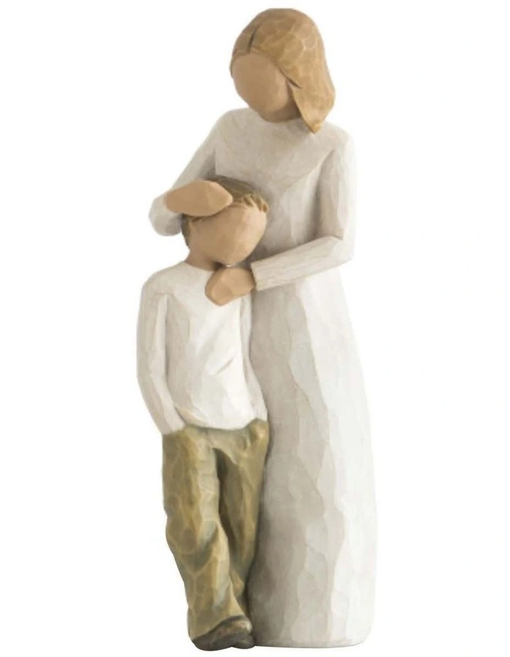 Mother & Son Sculpted Figures in White