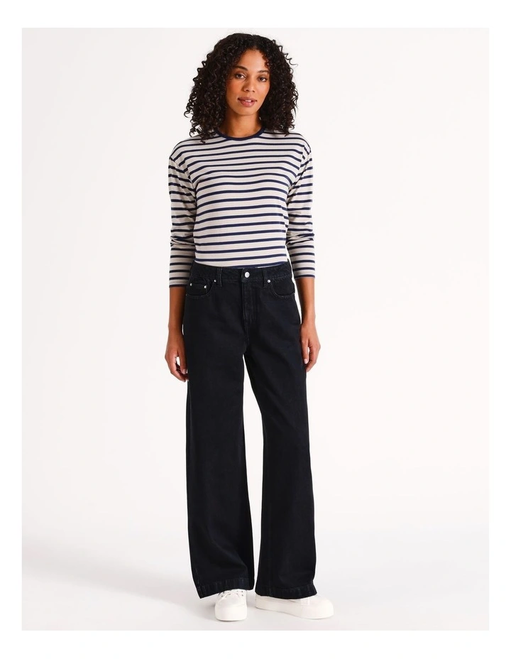 Organic Blend Wide Leg Jean in Washed Black