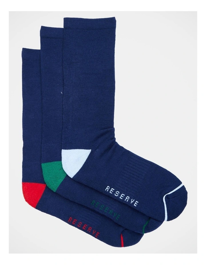 Organic Comfort Socks 3 Pack in Navy