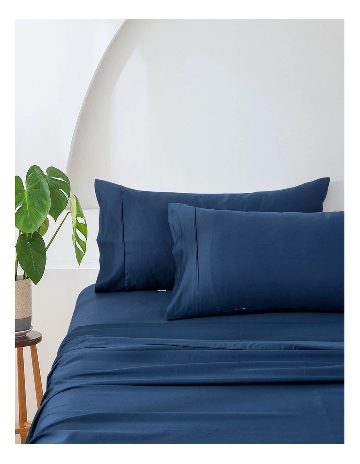 500TC Cotton Sateen Standard Pillowcase (Twin Pack) in Navy