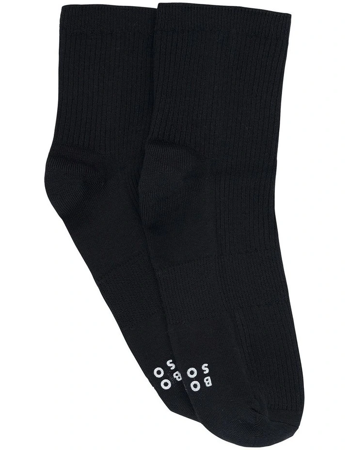 Originals Quarter Crew Rib Socks 2 Pack in Black