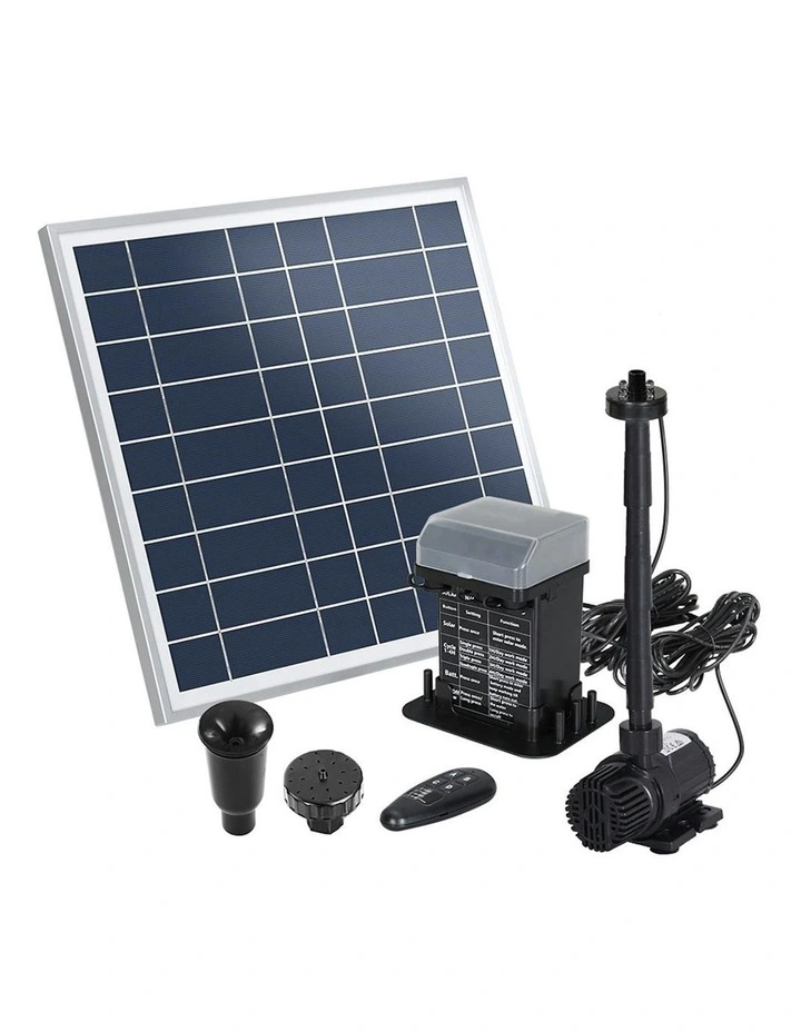 Solar Pond Pump with Battery Kit LED Lights 9.8FT
