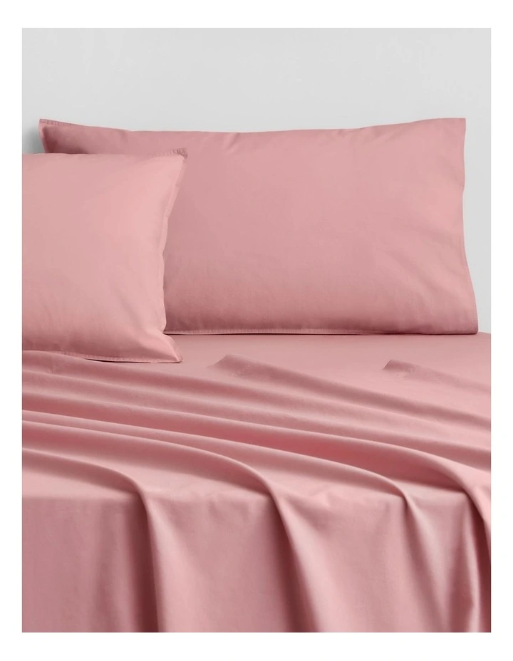 Bayley Washed Percale Fitted Sheet in Rose