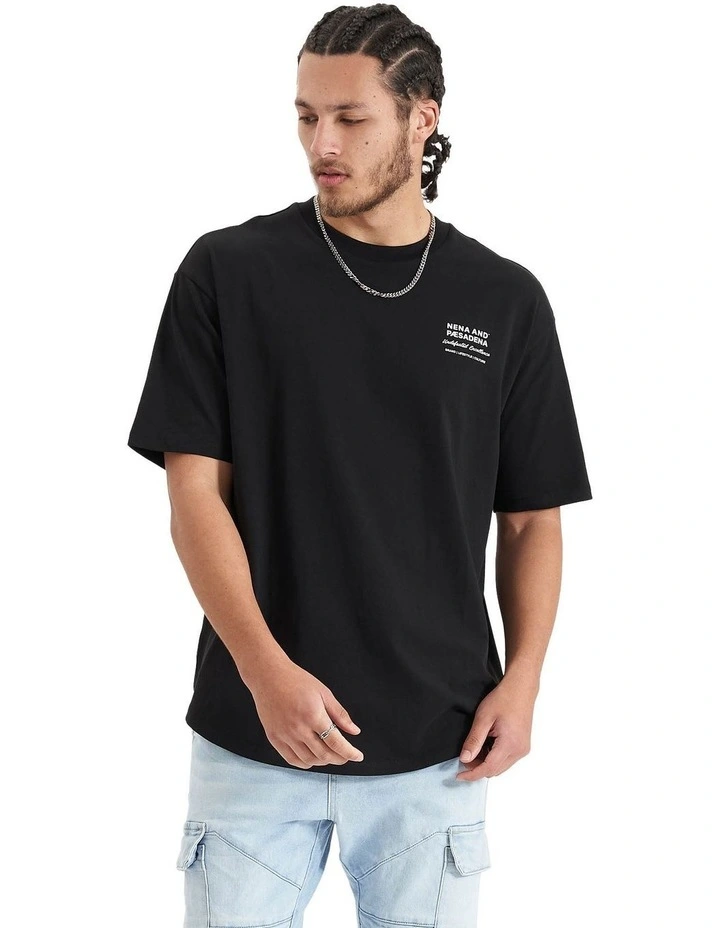 Compound Heavy Box Fit Tee in Jet Black