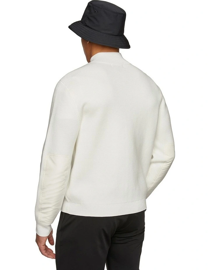 Full Zip Cotton Cardigan in Off White