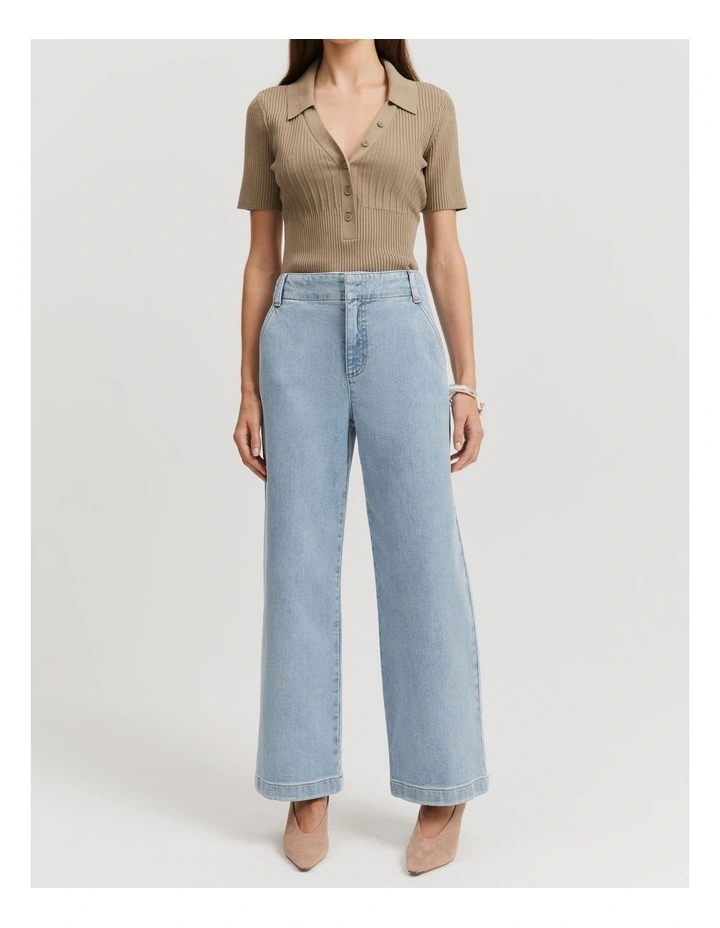 High Rise Wide Leg Jeans in Aged Soft Wash