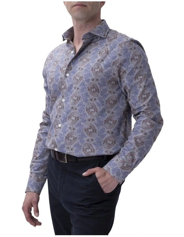 Print Shirt Blue/Tan/White