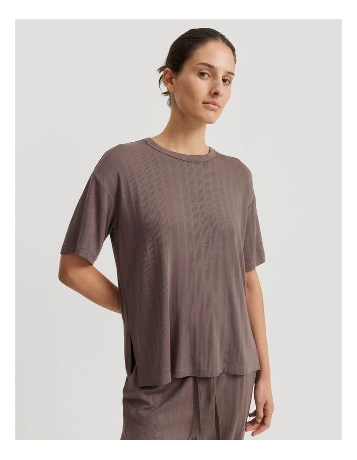 Short Sleeve Pyjama Top in Truffle