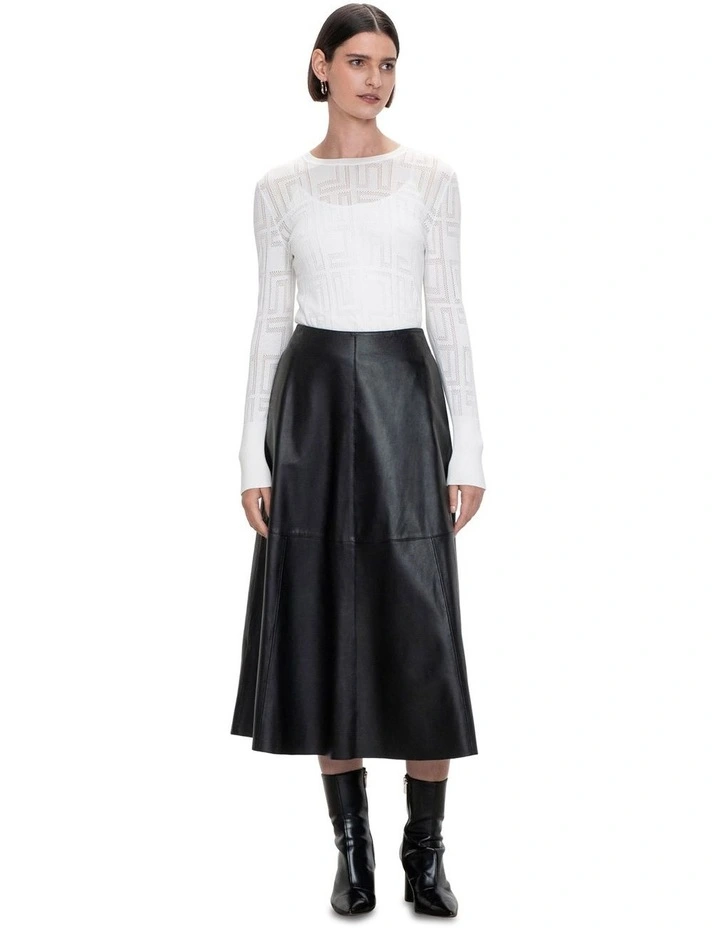 Geometric Pointelle Knit Jumper in Ivory