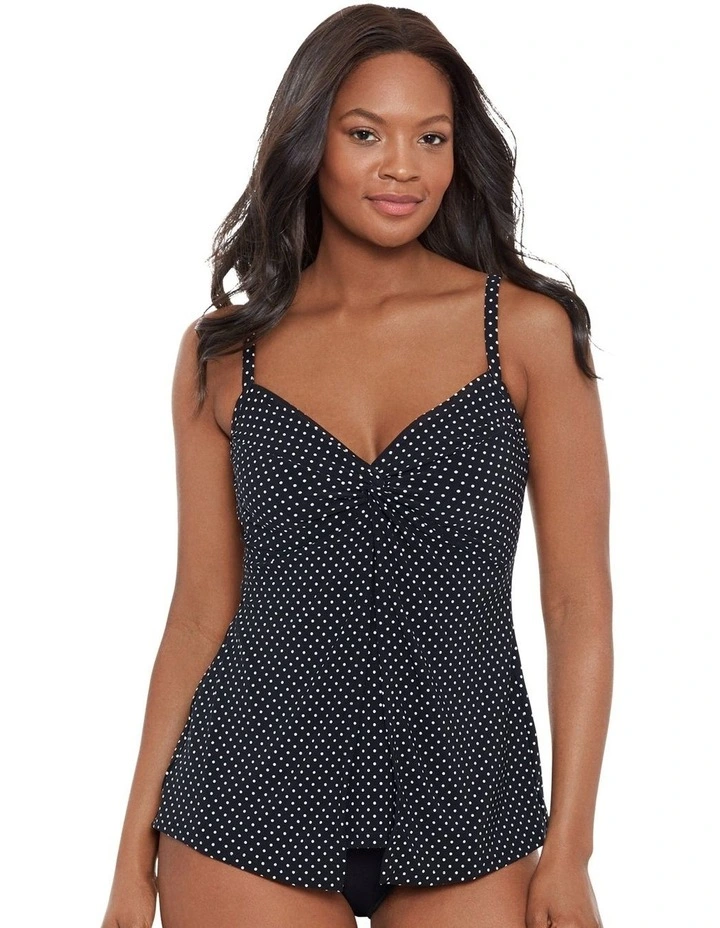Pin Point Love Knot DD Cup Underwired Tankini Top in Black White