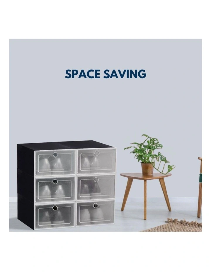 Shoe Box DIY Stackable Storage Organiser 12pcs in Black