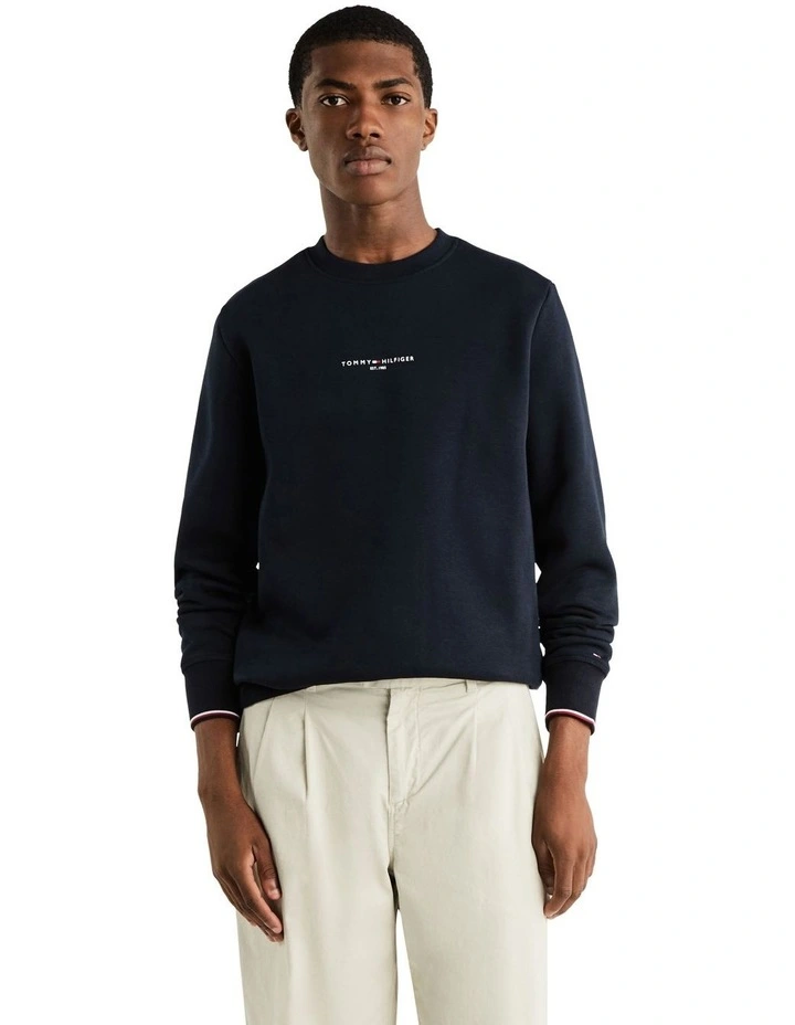 Tommy Logo Tipped Sweatshirt in Blue