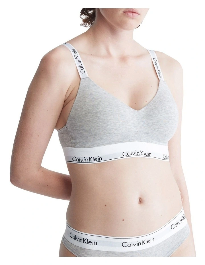 Modern Cotton Lightly Lined Bralette in Grey