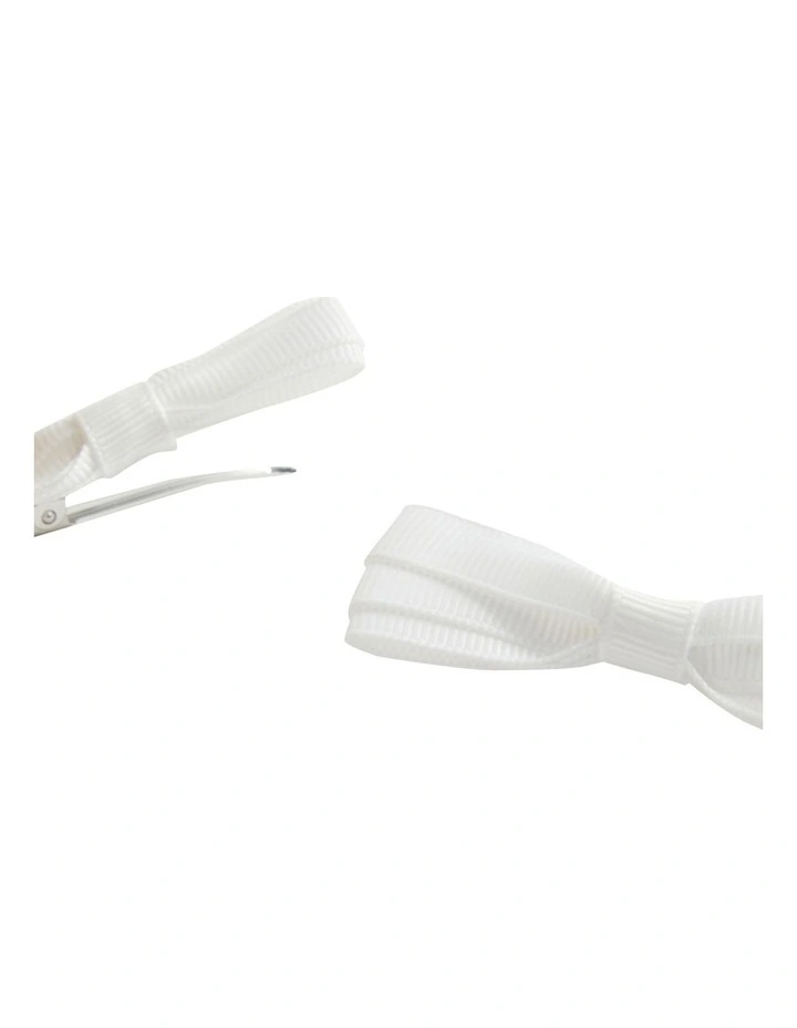 Grosgrain Bow Duck Clip in White