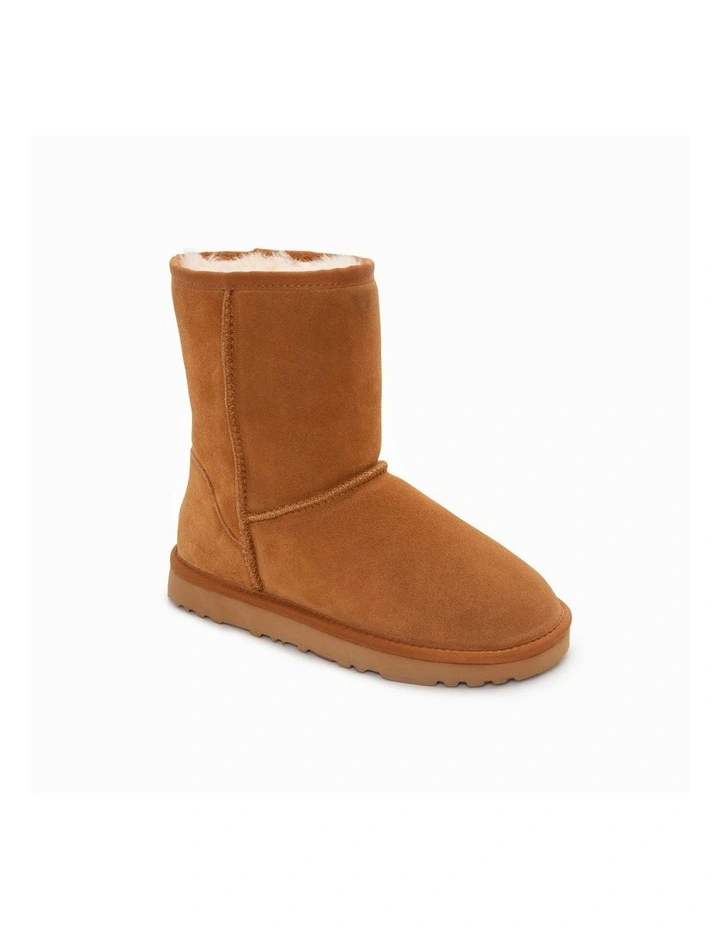 Genuine Australian Sheepskin Short Classic Suede Boots in Chestnut