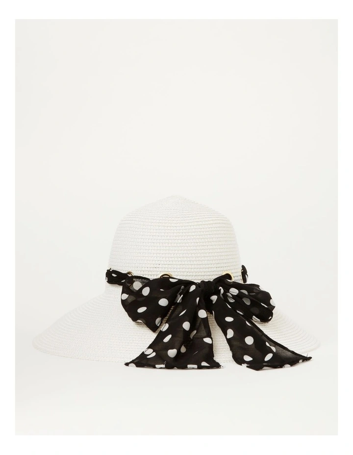 Scarf Detail Summer Hat in White