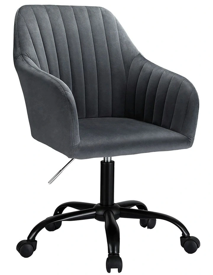 Office Chair Velvet Seat in Dark Grey