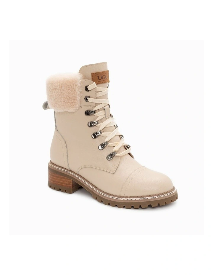 Lyric Ankle Zip Boots in Beige