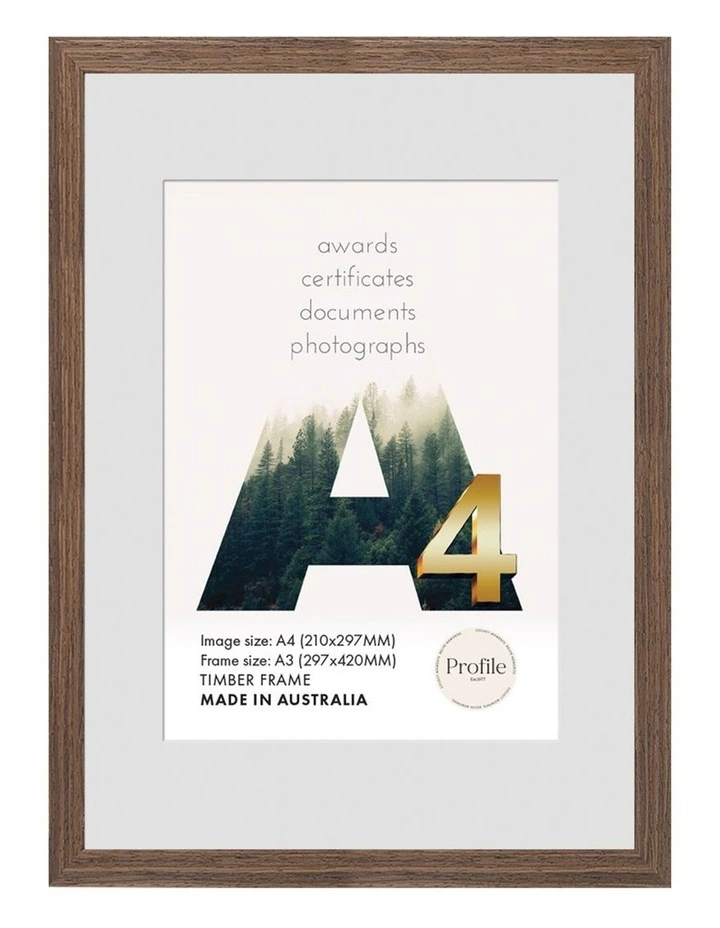 Australia Made Timber Certificate Photo Frame A3/A4 in Chestnut
