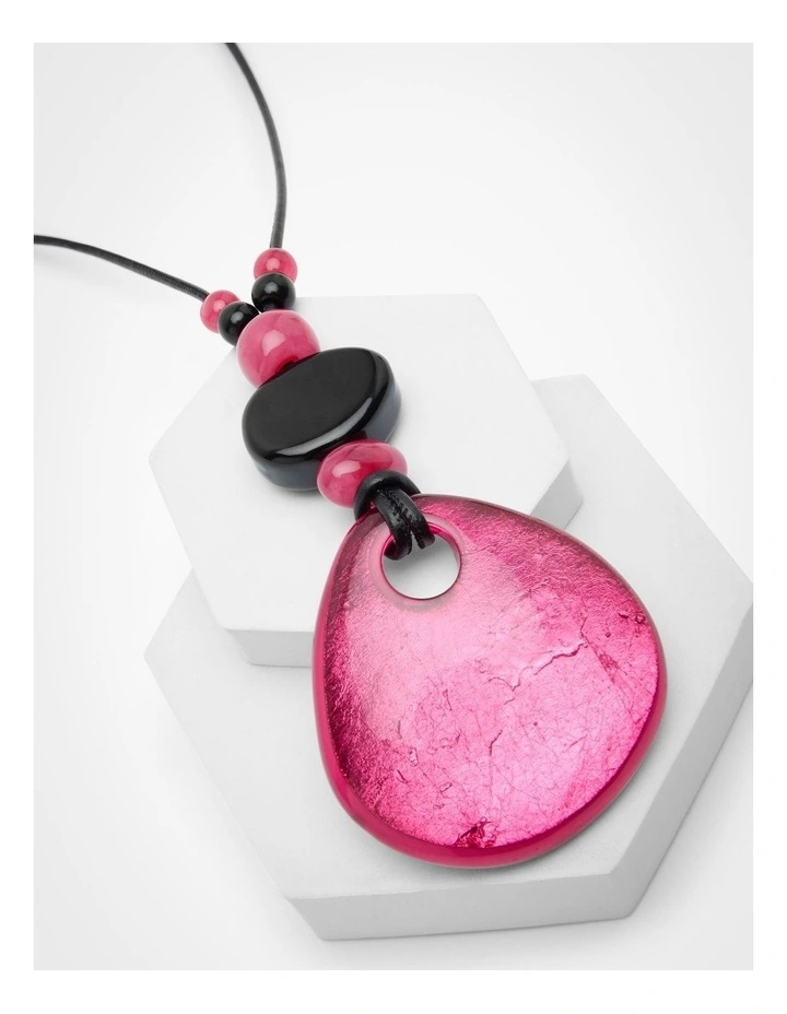 Resin Drop Necklace in Pink