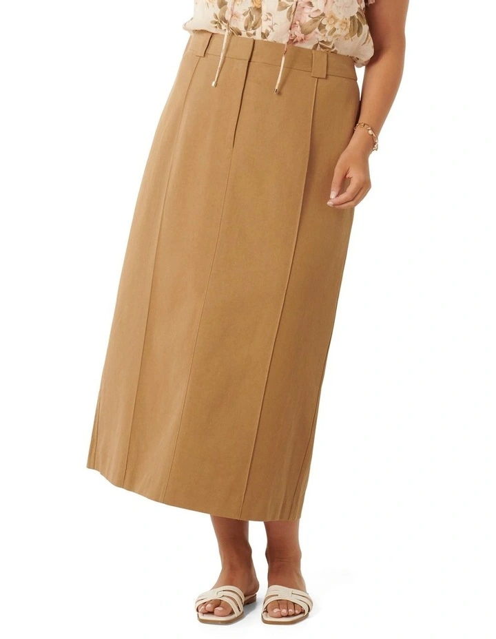 Pippa Pintuck Maxi Skirt in Brown