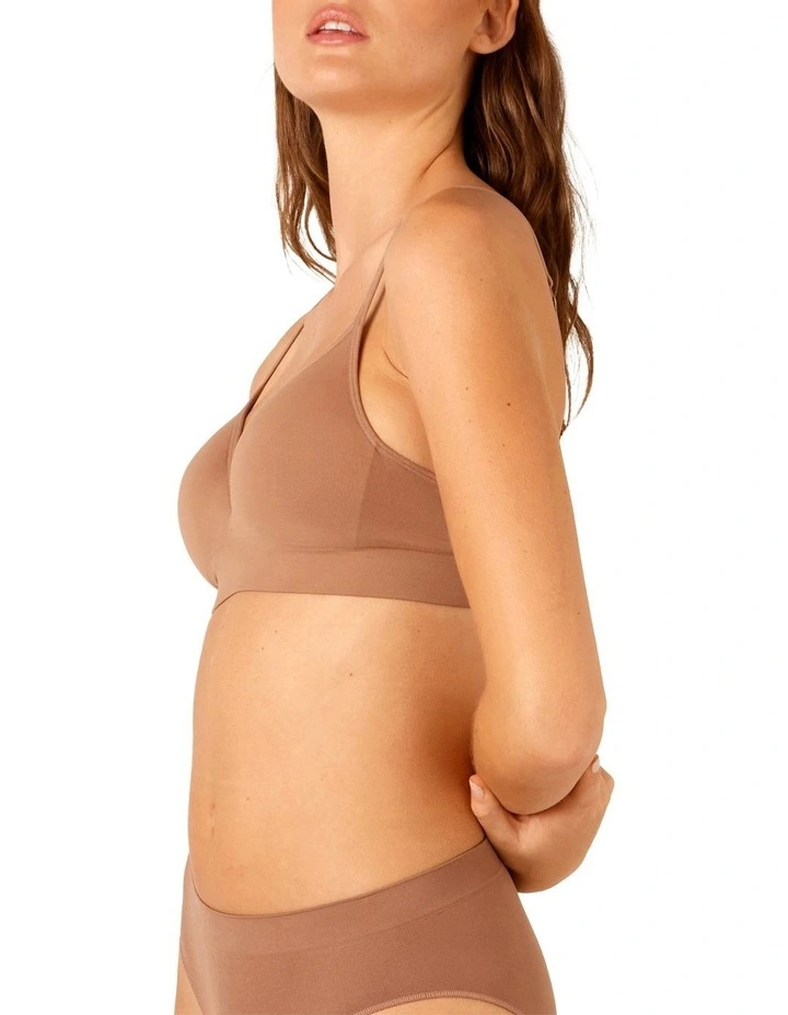 Bare Essentials Recycled Nylon Moulded Wirefree Bra in Almond