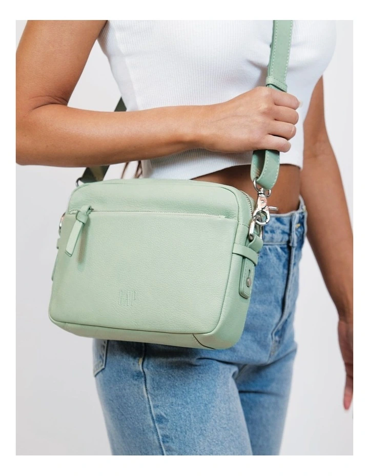 Leather Cross-Body Bag in Sage