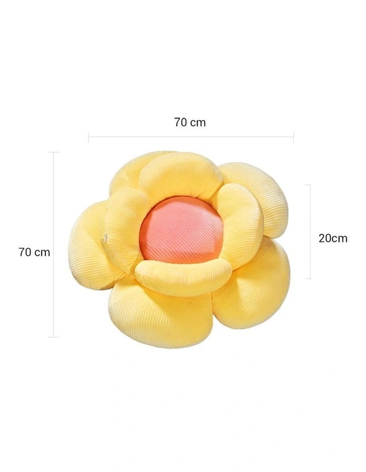 Double Flower Shape Cushion in Yellow