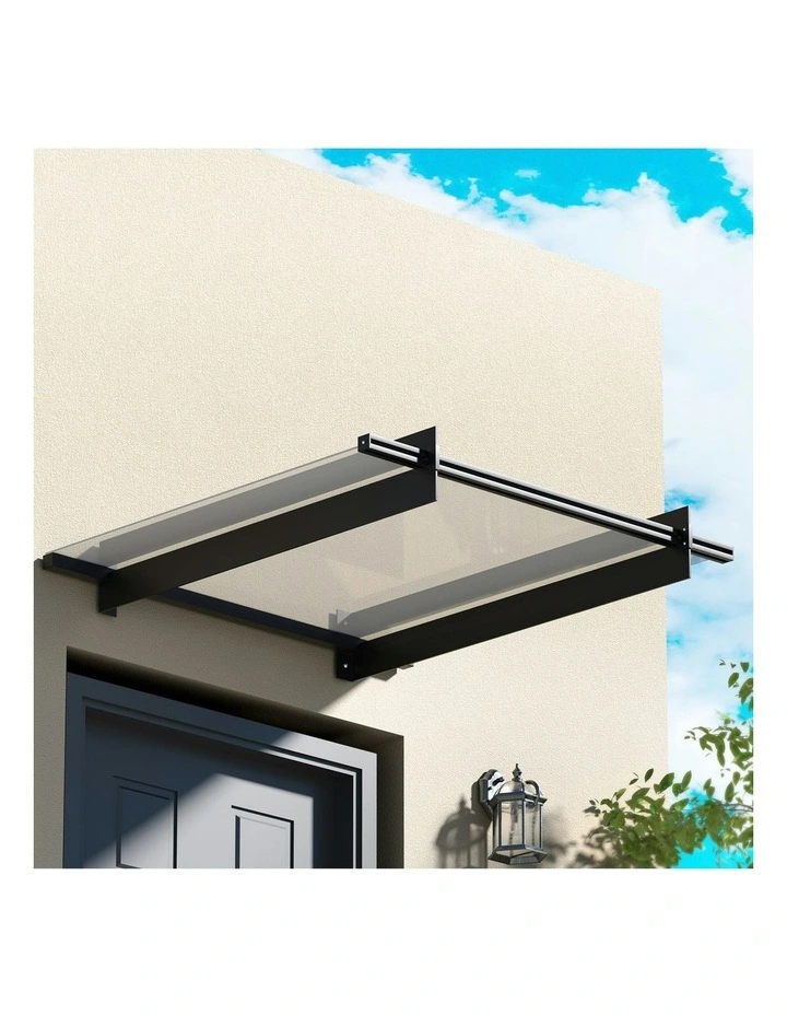 Awning Canopy Flat Transparent Sheet Metal Frame 1mx1m in Black