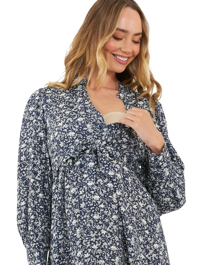 Thea Dress in Navy/White