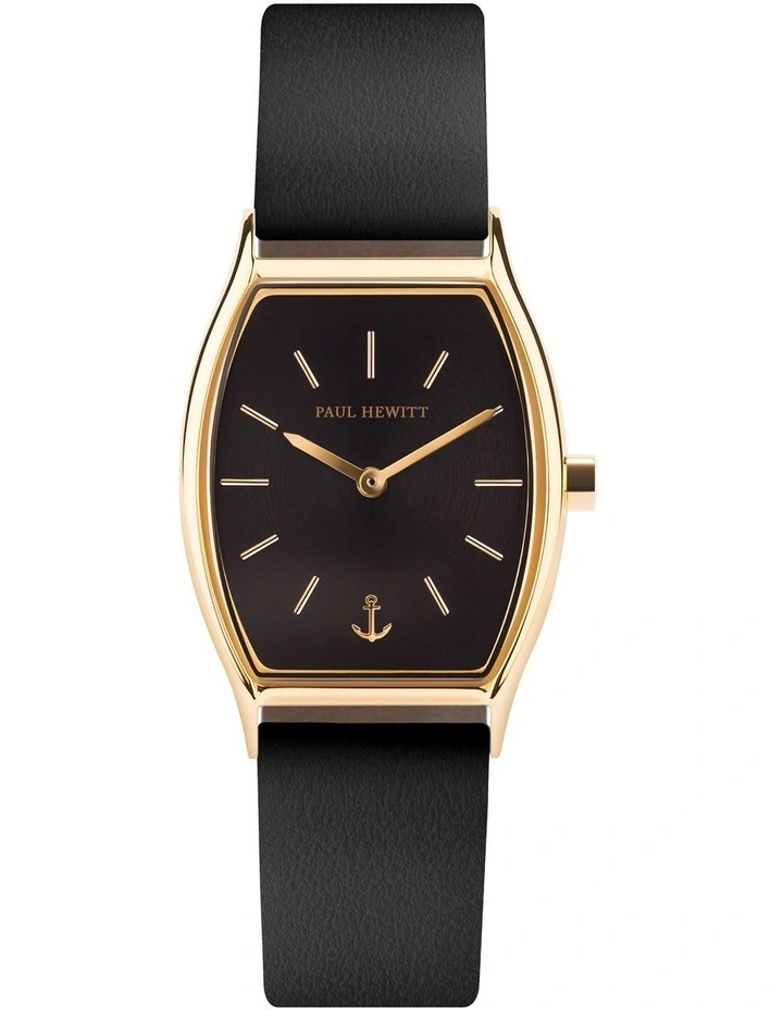 Modern Edge Black Leather Quartz Watch PH T G BS 32S