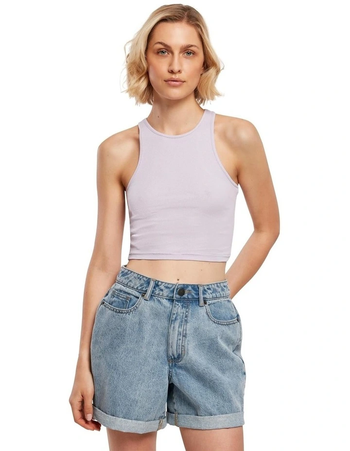 Cropped Rib Top in Lilac
