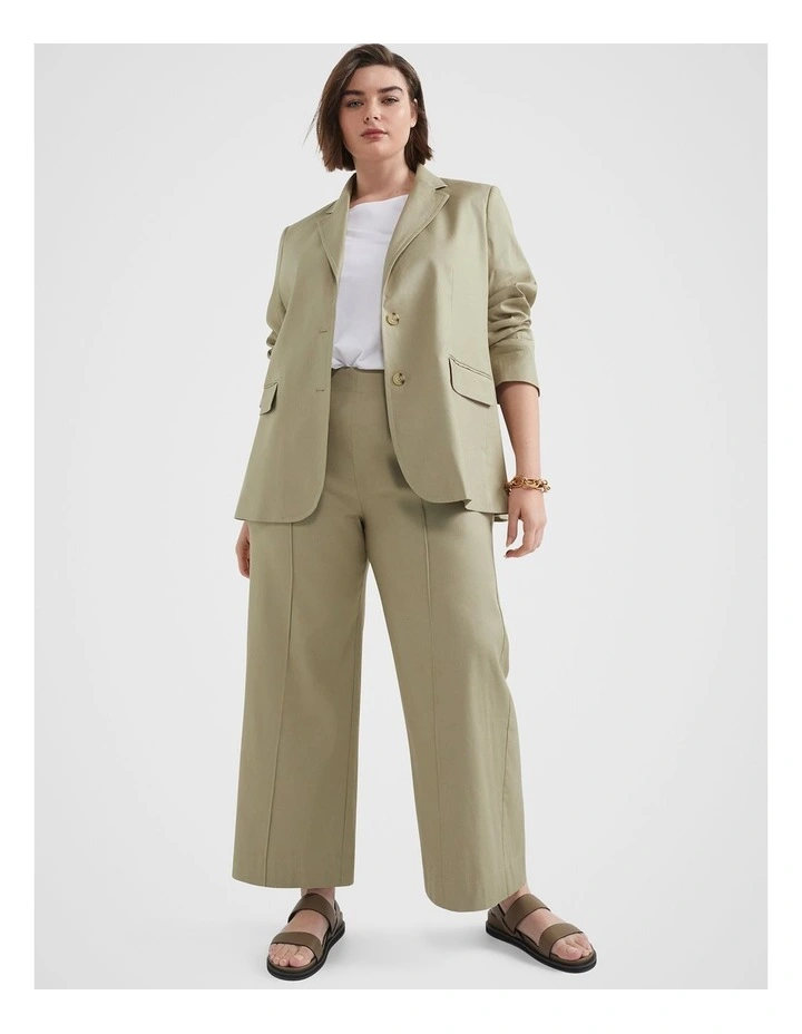 The Stretch Linen Clean Trouser In Khaki