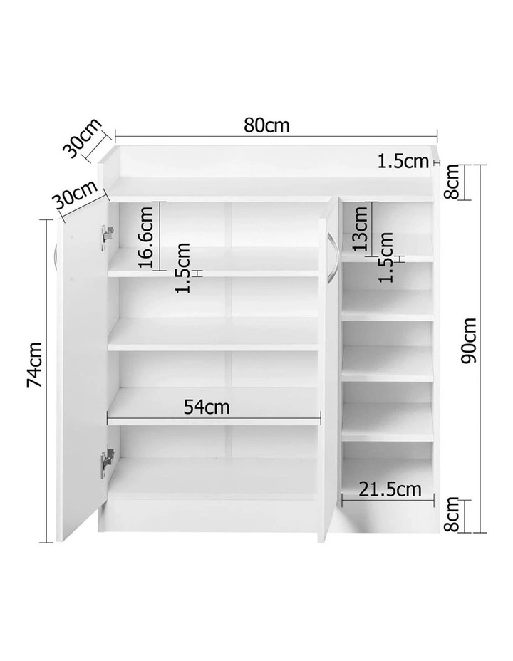 2 Doors Shoe Cabinet Storage Cupboard