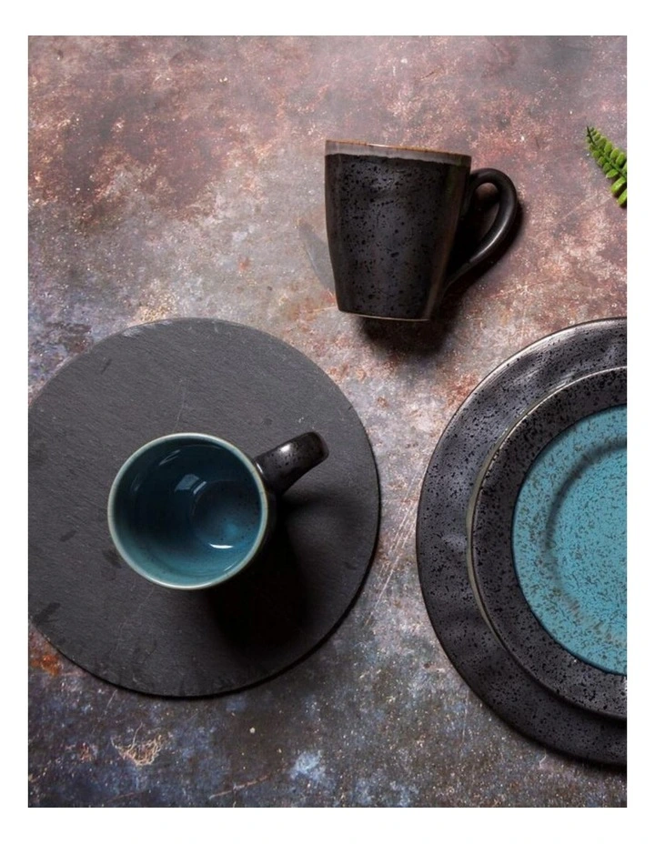 Lagoon Mug 4 Piece Set in Black/Blue