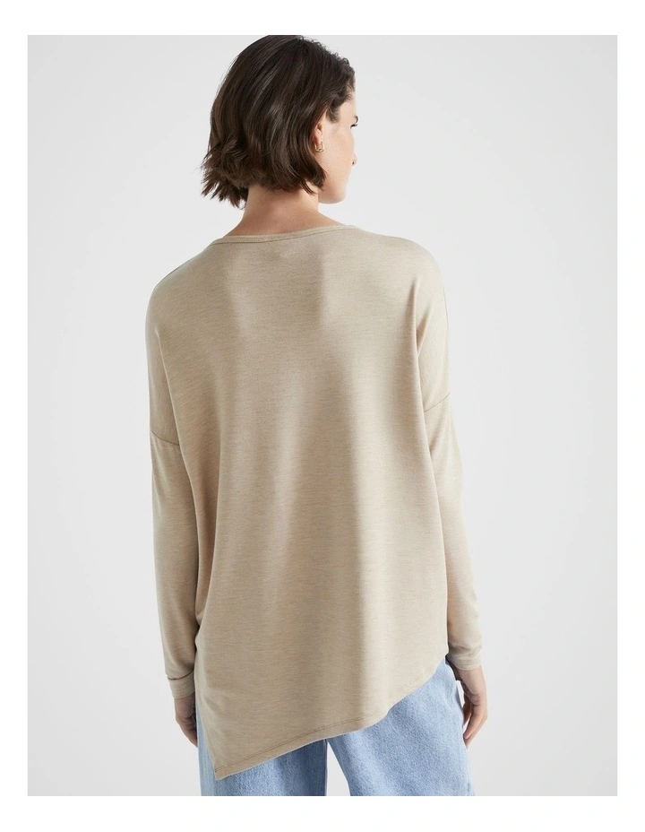 Core Asymmetrical Top in Champagne Beige Marle