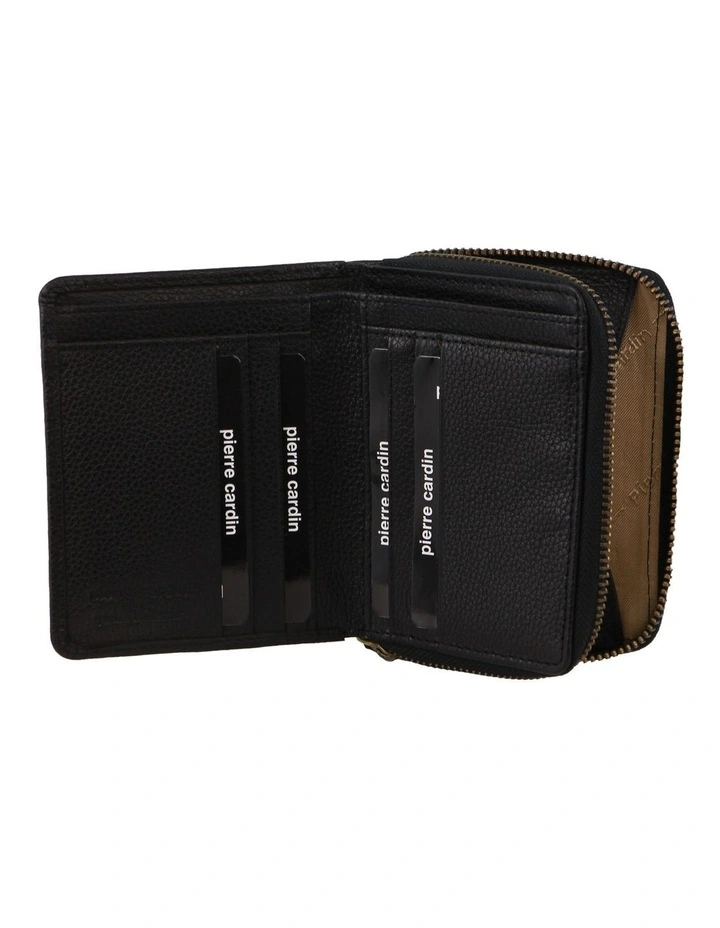 Leather Tab Bi-Fold Wallet in Black