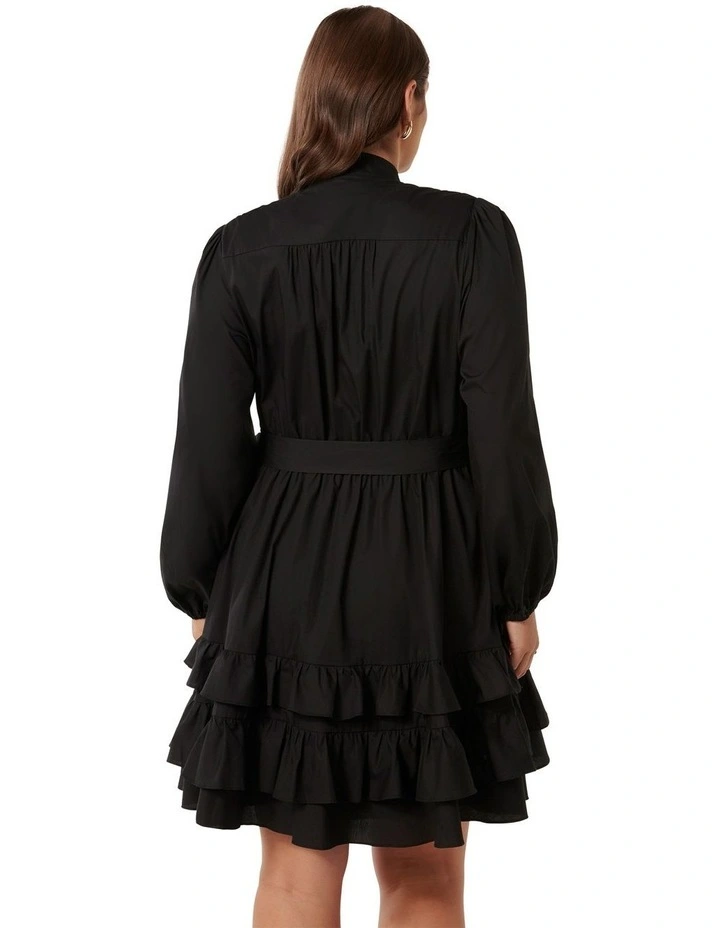 Desiree Ruffle Mini Dress in Black