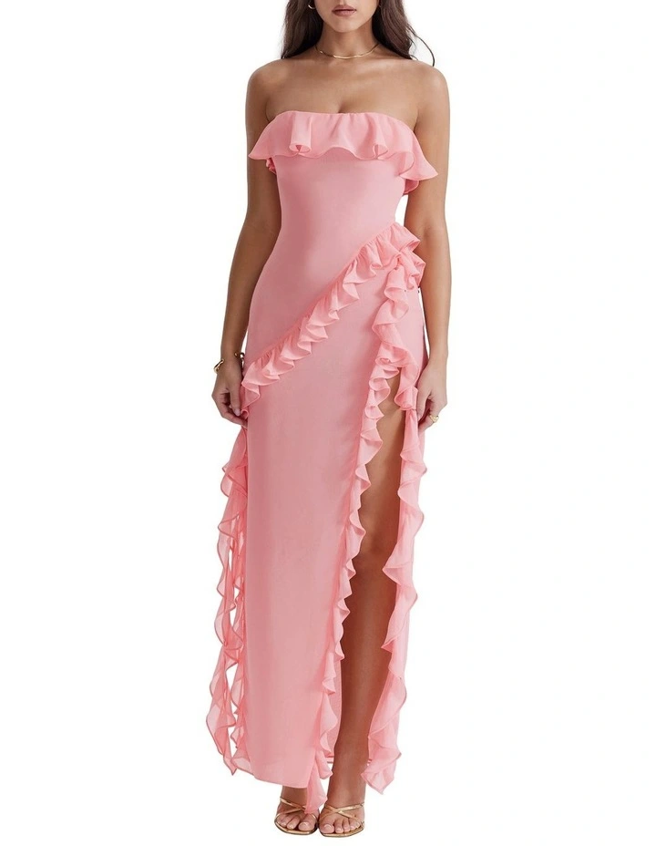 Sarina Ruffle Maxi Dress in Pink