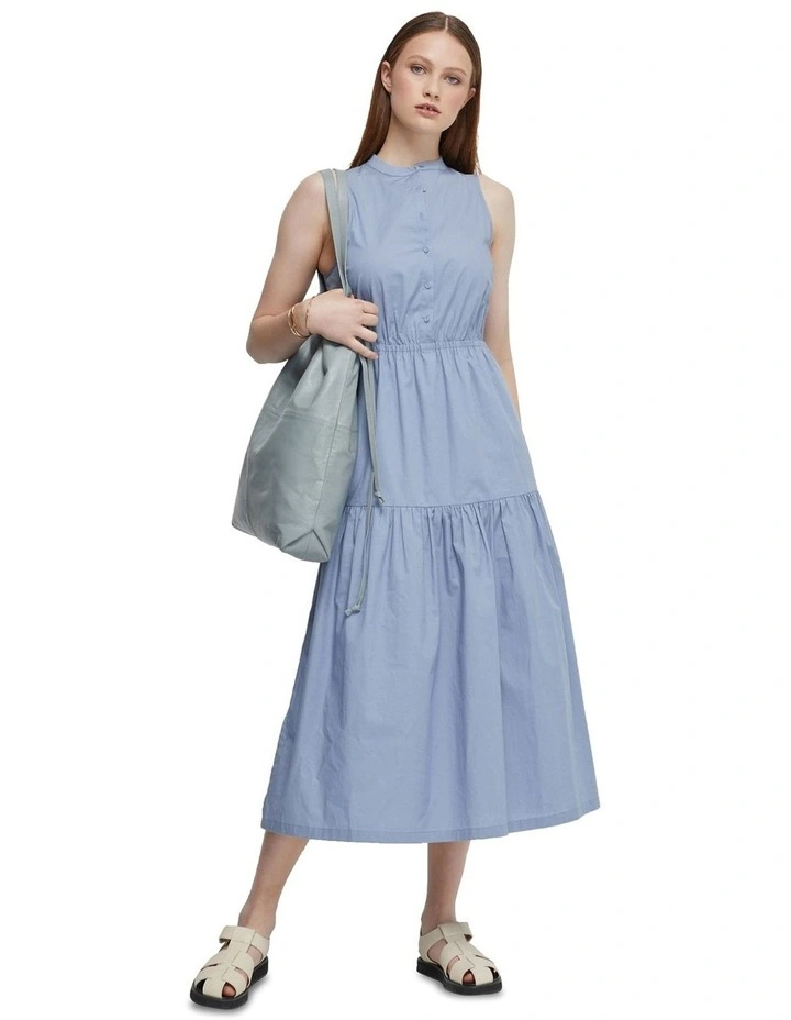 Paige Cotton Dress in Blue Smoke