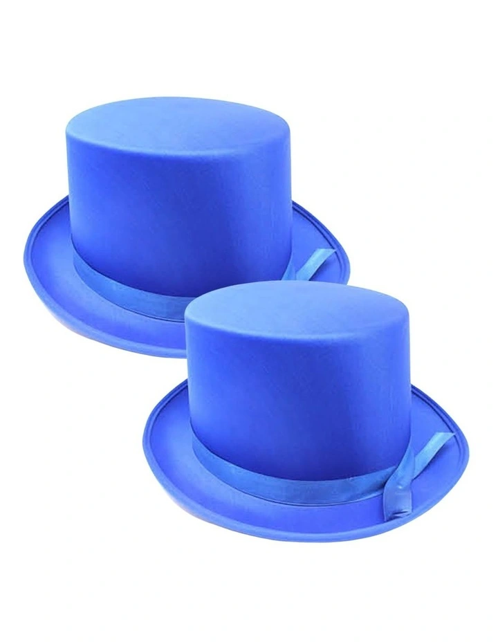 Satin Top Hat x2 in Blue
