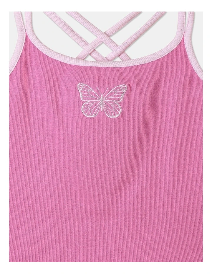Cropped Rib Singlet in Pink