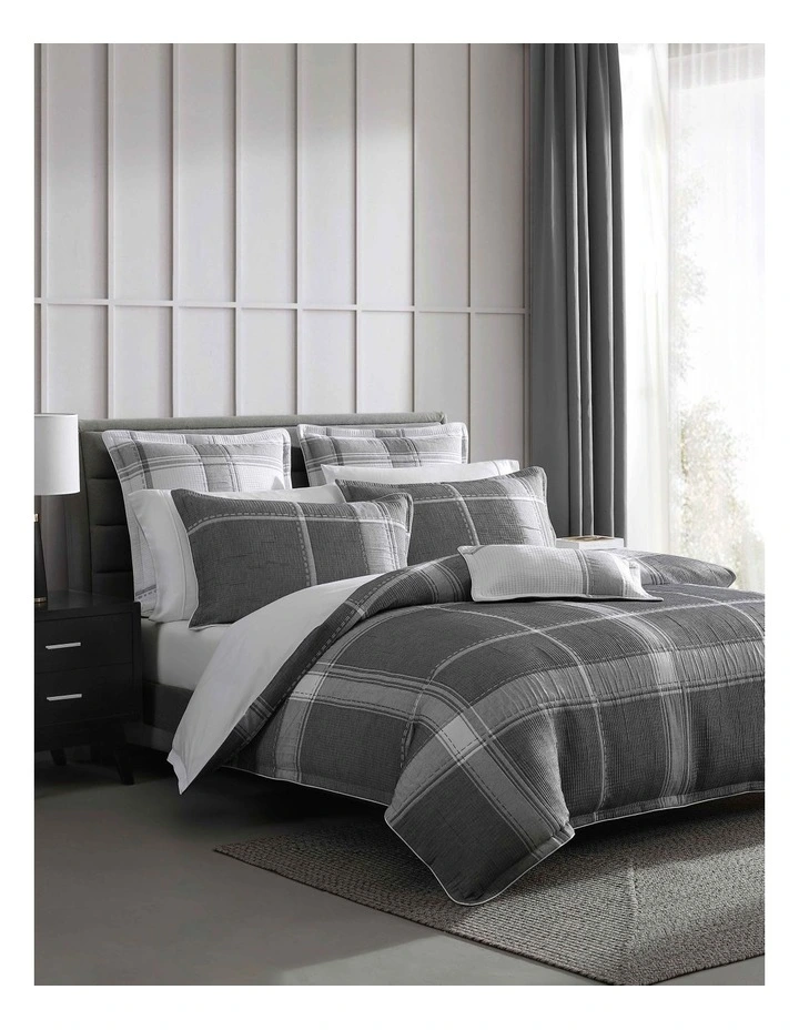 Cannon Charcoal Quilt Cover Set in Charcoal
