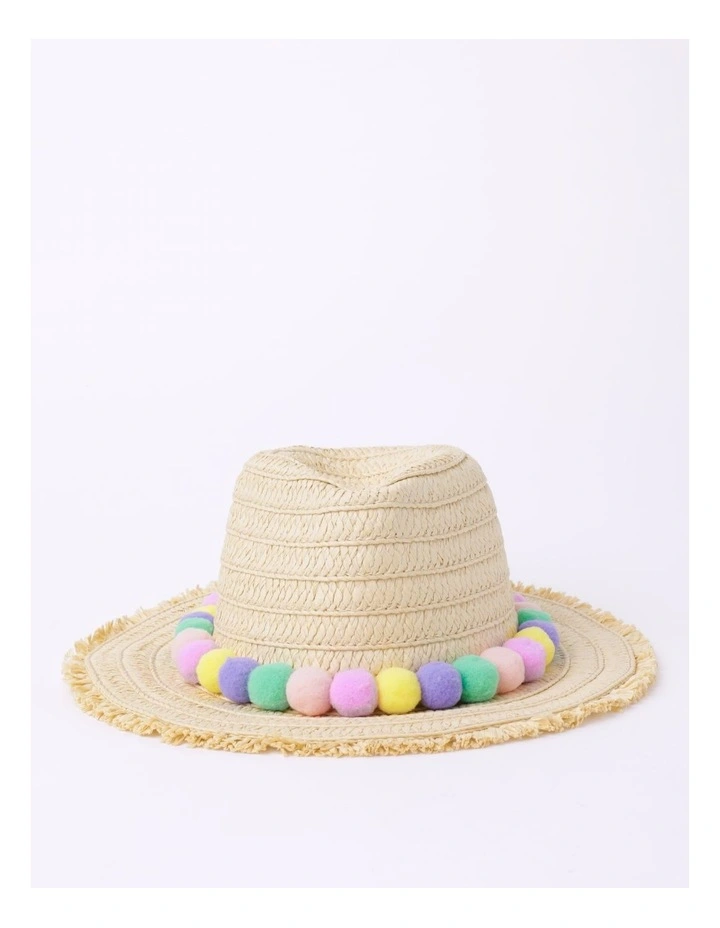 Pom Pom Sun Hat in Natural