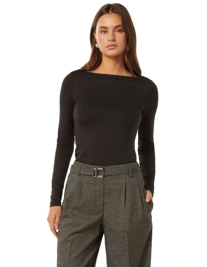 Erika Boat Neck Top in Black