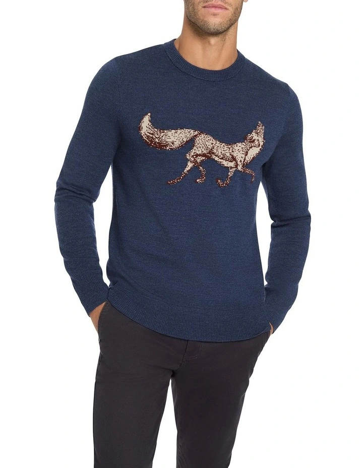Think Outside The Fox Knit in Blue
