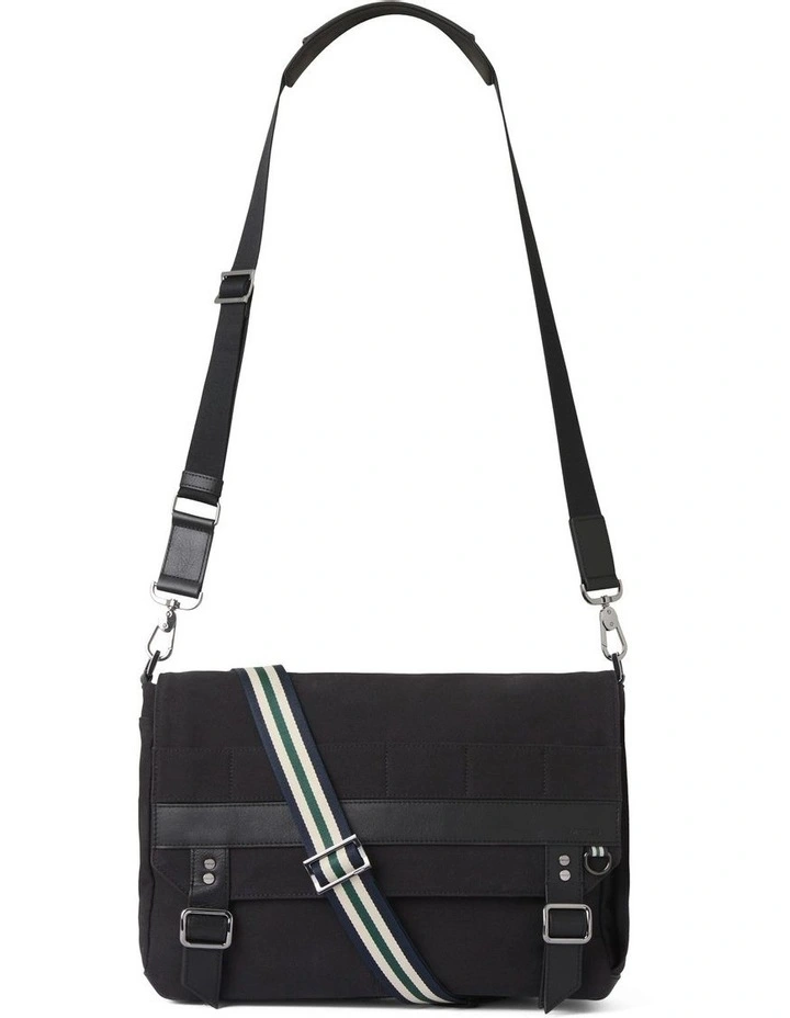 Marius Leather Trim Satchel in Black