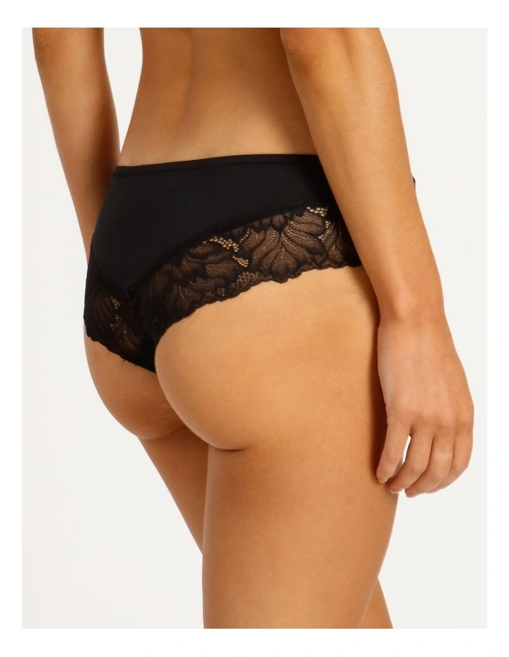 Smooth With Lace Brazilian Brief in Black
