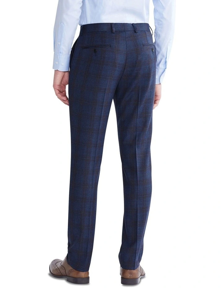 Wool Blend Textured Check Slim Suit Pant in Navy